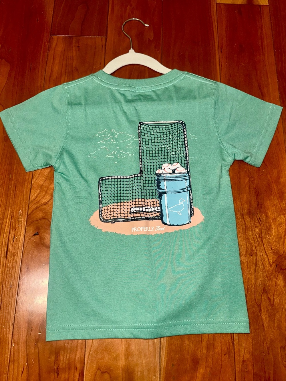 NWT Properly Tied Kids' Short Sleeve Tee in Seafoam Green with Baseball Graphic